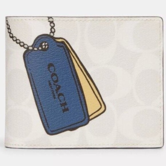 Coach 3 In 1 Wallet Signature Canvas Trompe L'oeil Print CH085 Chalk Multi NWT - Picture 1 of 7